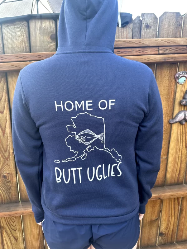 Home of Butt Uglies Navy Blue Hoodie Back