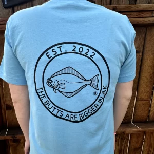 Butts are Bigger in AK Light Blue T-Shirt Back