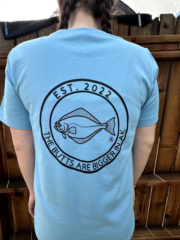 Butts are Bigger in AK Light Blue T-Shirt Back