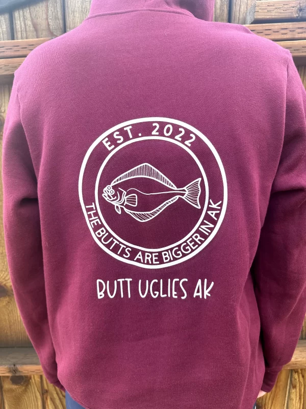 Butts are Bigger in AK Maroon Hoodie Back